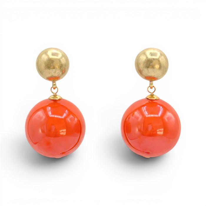 Marylynn Orange Ball Drop Earrings