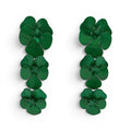 Meadow Green Triple Drop Floral Drop Earrings