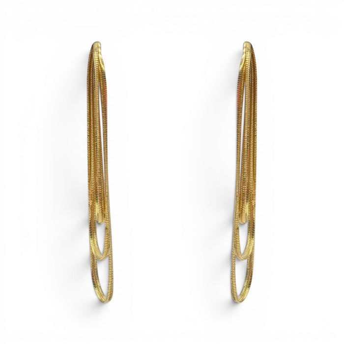 Melania Double Gold Cobra Chain Pierced Earrings
