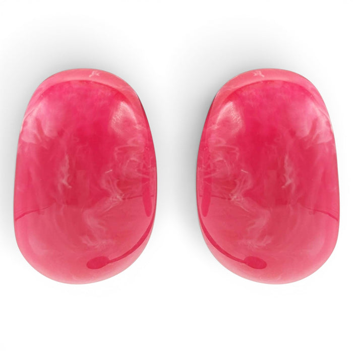 Merrie Fuchsia Marbled Resin Semi Hoop Clip On Earrings