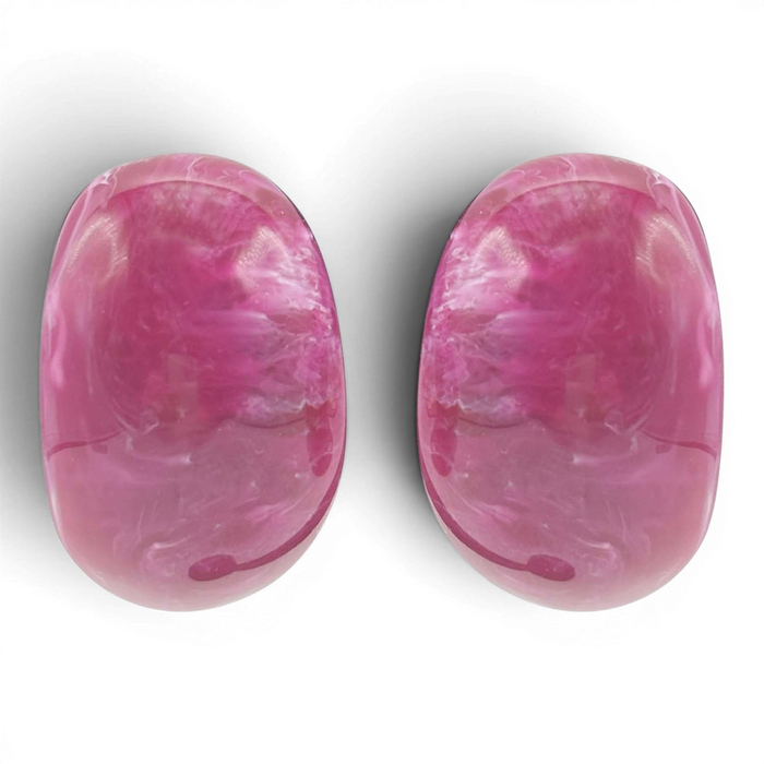 Merrie Magenta Resin Semi Hoop Clip On Earrings