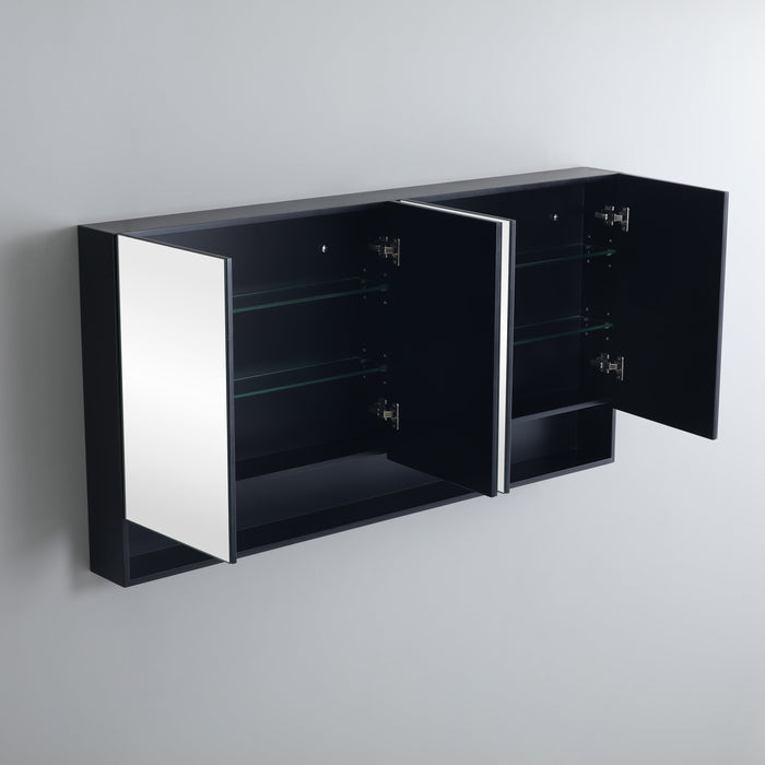 Mirror Shaving Cabinet – Matte Black Finish 600–1480mm