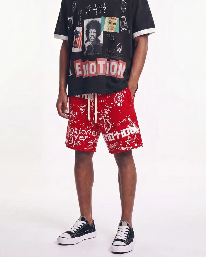Mixed Emotions Graffiti Shorts Red