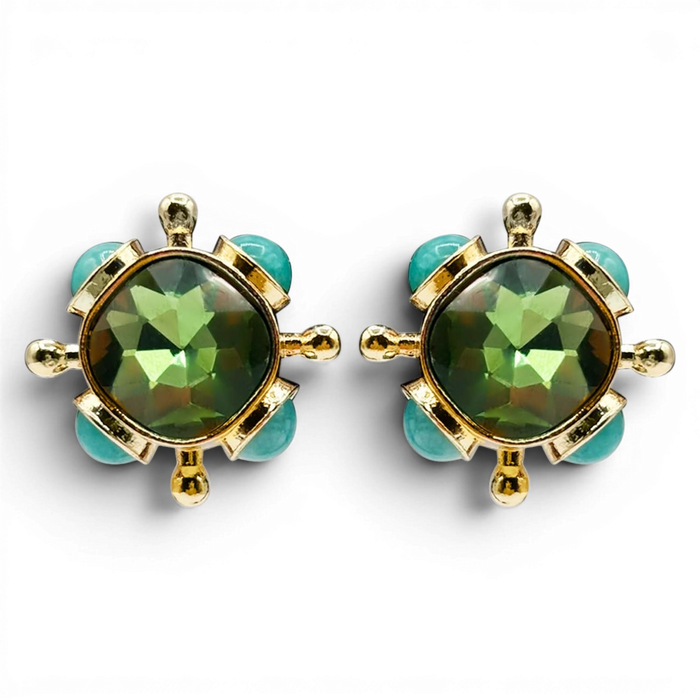 Monica Peridot And Blue Chalcedony Sputnik Earrings