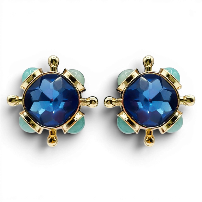 Monica Sapphire And Blue Chalcedony Sputnik Earrings