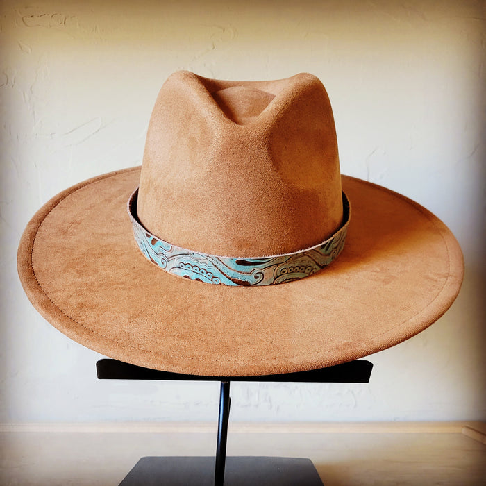 Napolis turquoise and brown leather hat band, additional view