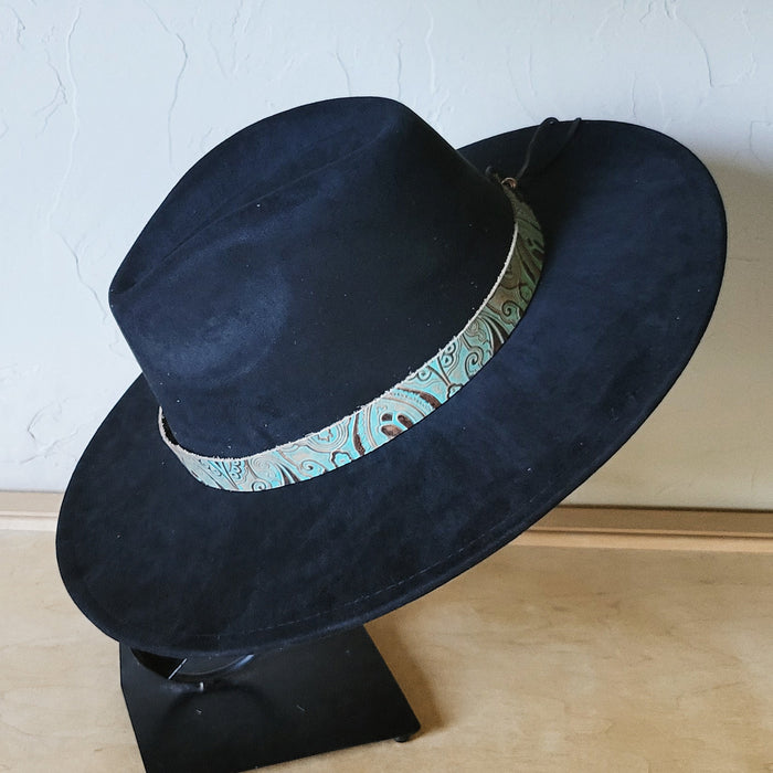 Napolis turquoise and brown leather hat band, additional view