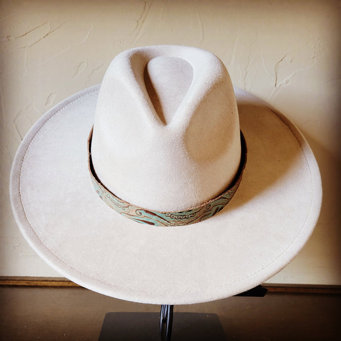 Napolis turquoise and brown leather hat band, additional view