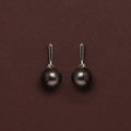 Natural-Color Black Tahitian Pearl Classic Dangle Earrings 11.0-12.0mm
