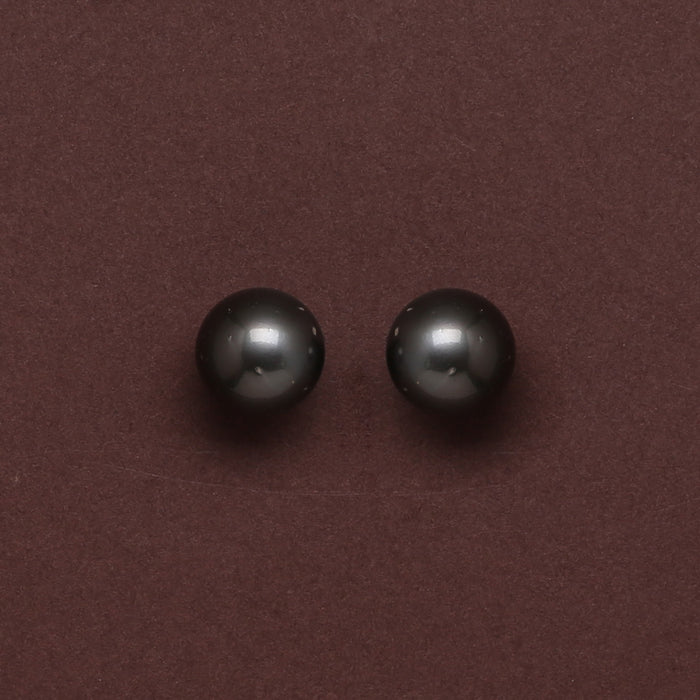 Natural-Color Black Tahitian Pearl Stud Earrings, 12.0-13.0mm