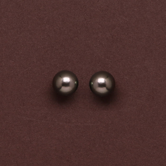 Natural-Color Black Tahitian Pearl Stud Earrings, 8.0-9.0mm