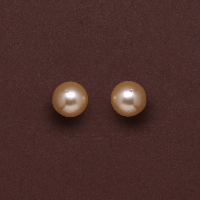 Natural-Color Golden South Sea Round Pearl Stud Earrings, 11.0-11.5mm
