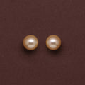 Natural-Color Golden South Sea Round Pearl Stud Earrings, 12.5-13.0mm