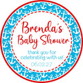 red and blue nautical anchor baby shower favor sticker