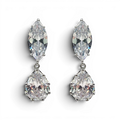 Nicole Marquise And Pear Shape Diamond Cubic Zirconium Clip On Earrings
