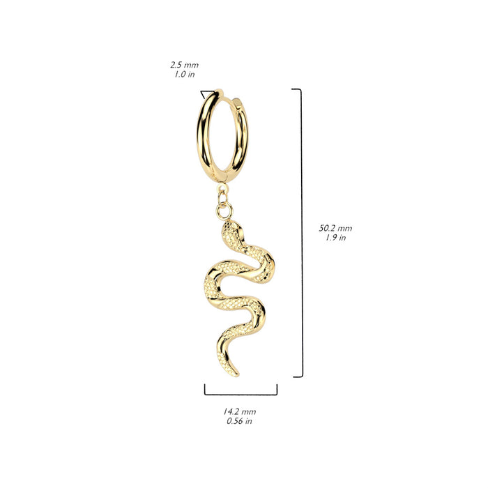 Pair of Snake Dangle 316L Stainless Steel Hoop Earrings