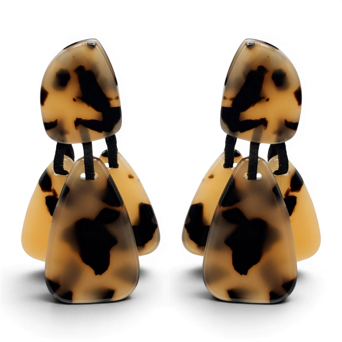 Patrizia Tortoise Pierced Resin Top Earrings With Tortoise Resin Drops