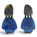 Patrizia Tortoise Resin Top Earrings With Cobalt Blue Resin Drops