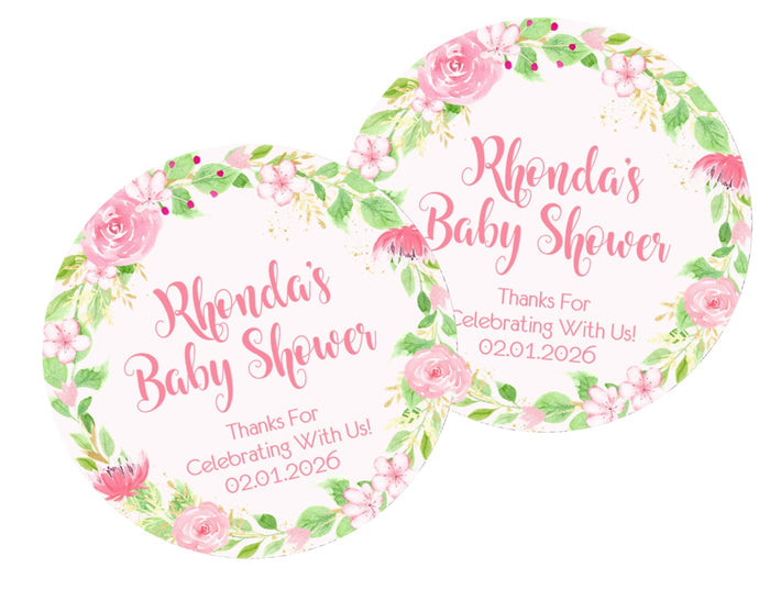 blush rose baby shower favor label