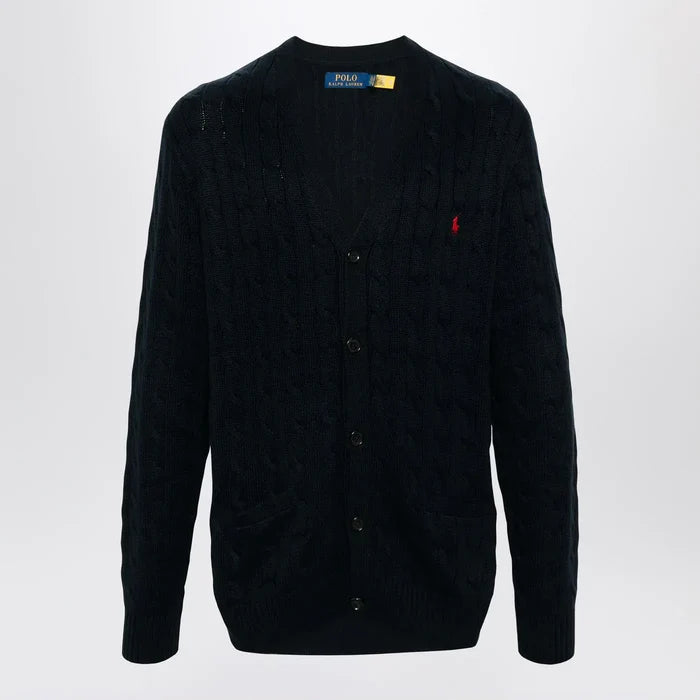 Polo Ralph Lauren - Navy blue cable-knit cotton cardigan Brand Shirts & Tops XL