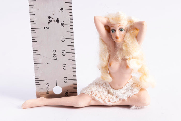 Porcelain Female Doll Nude with Arms in Hair