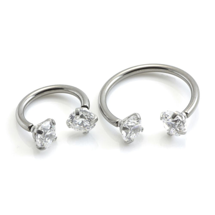 Prong Set Round CZ Internally Threaded 316L Surgical Steel Circular Barbell/Horseshoe - Pic&Mix The Body Jewellery Shop