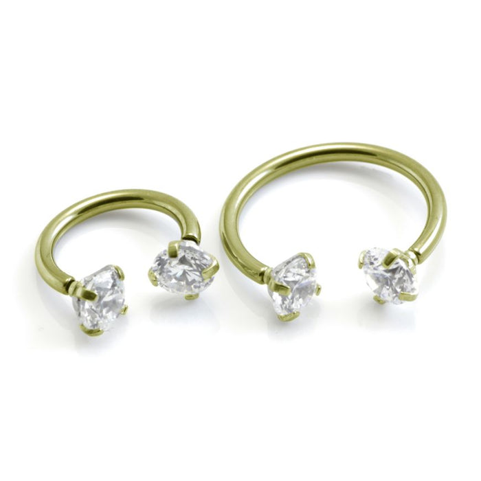 Prong Set Round CZ Internally Threaded 316L Surgical Steel Circular Barbell/Horseshoe - Pic&Mix The Body Jewellery Shop