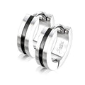 PVD 316L Surgical Stainless Steel Striped Brushed Hoop Earrings – Hypoallergenic Piercing Jewellery (Pair) - Pic&Mix The Body Jewellery Shop