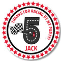Red racetrack birthday party stickers