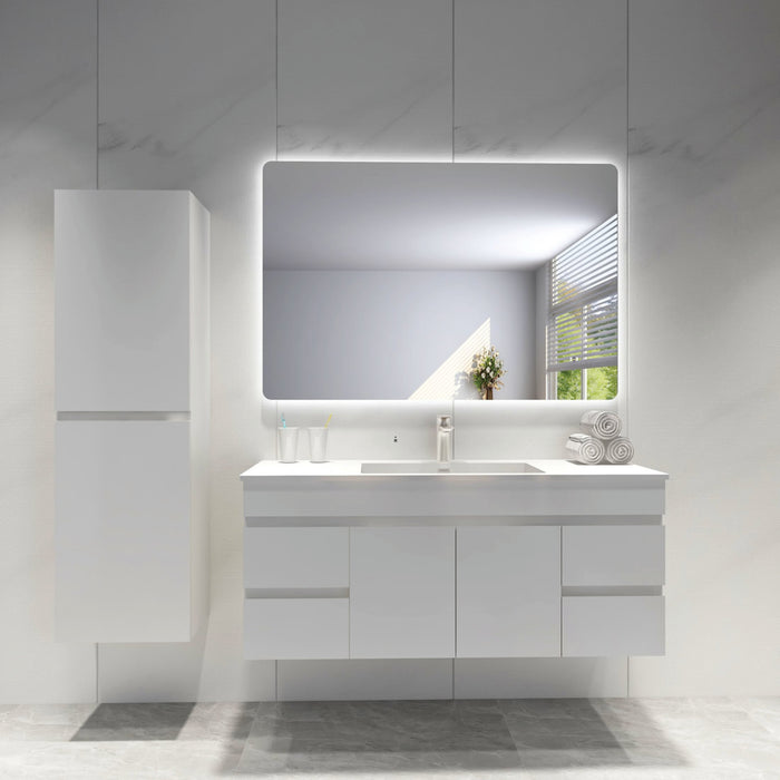 Rectangular LED Backlit Bathroom Mirror Pencil Edge 750-1200mm