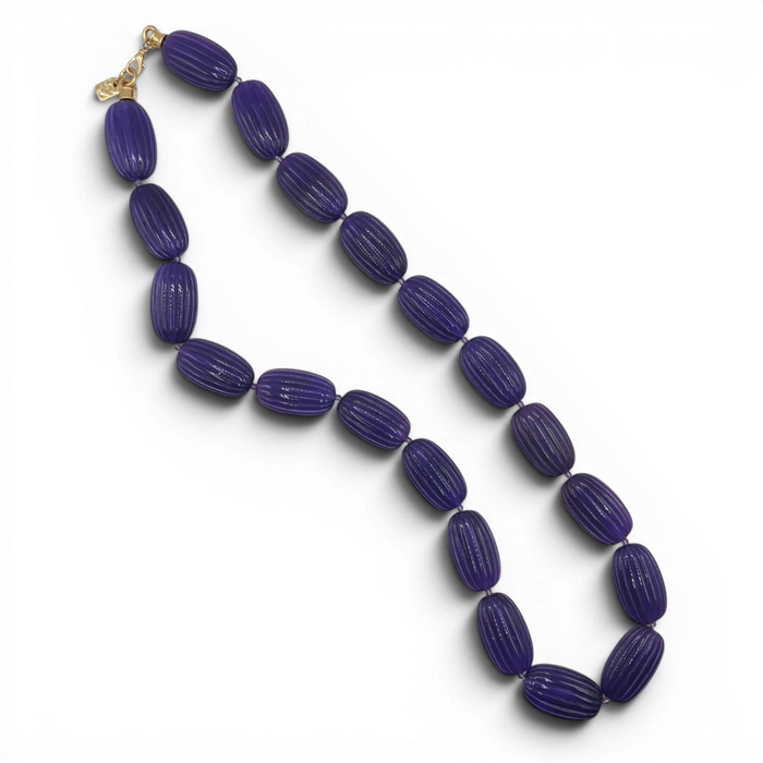 Renata Large Amethyst Resin Carved Bead Necklace
