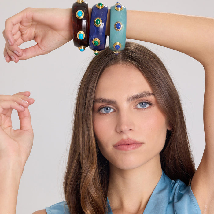 Renee Bangle In Lapis Resin And Malachite Stones