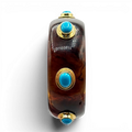 Renee Bangle In Tortoise Resin And Turquoise Stones