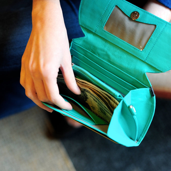 RFID Blocking Ostrich Print Clutch Wallet