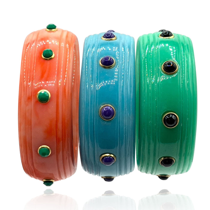 Rosa Turquoise And Black Lapis Resin Bangle