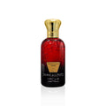 Jamr Al Oud Rosso Scent luxury perfume bottle with gold crown cap on white background