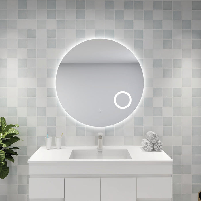 Round Backlit LED Bathroom Mirror With Magnifier 900*900mm