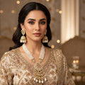 Jewelry set with necklace and earrings on a black background