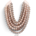 Sabina Multi Strand Faceted Light Pink Resin Beaded Necklace