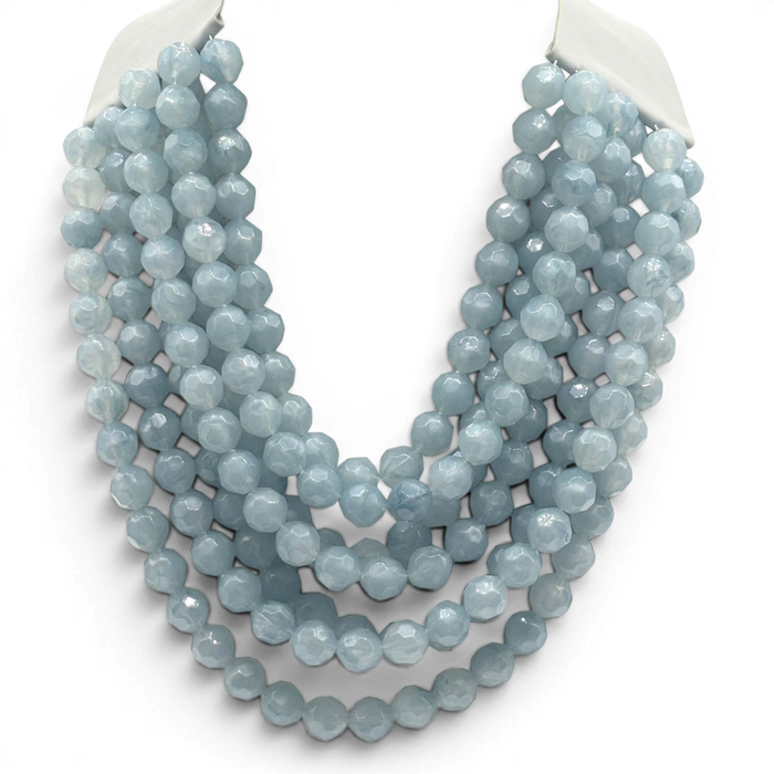 Sabina Multi Strand Faceted Resin Ice Blue Necklace