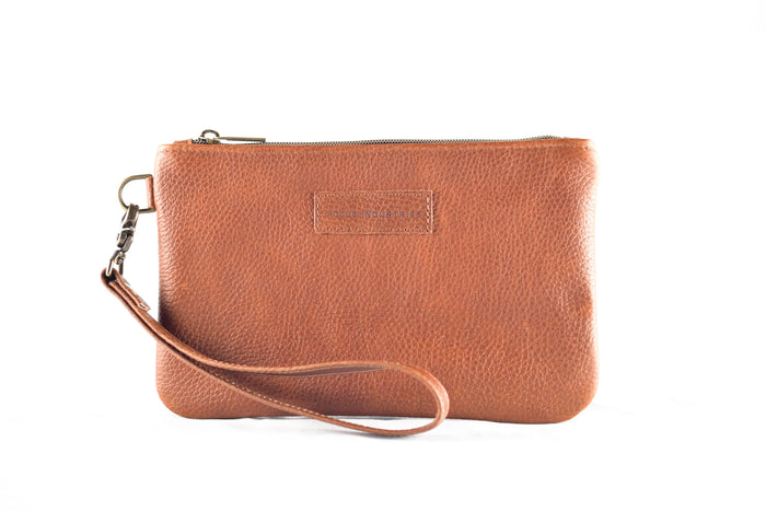Sebago top-grain leather clutch with wristlet strap