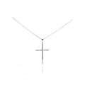 Silver 925 Rhodium Plated Clear Diamond This Cross Pendant Necklace - STP01028 | Silver Palace Inc.