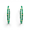 Sloan Green  Enamel And Gold Bamboo Hoop Earrings