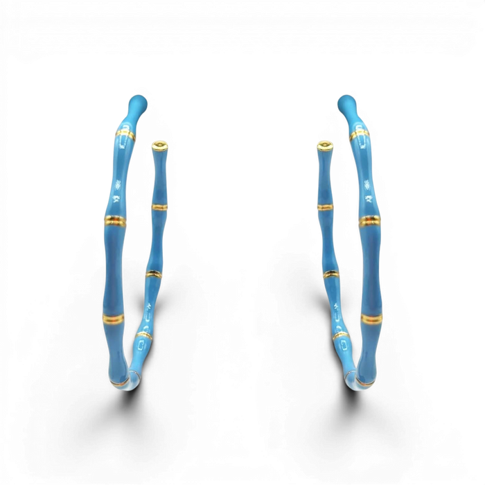 Sloan Turquoise Enamel And Gold Plated Bamboo Earrings