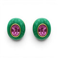 Stephanie Malachite Resin Earring With Pink Glass Stone