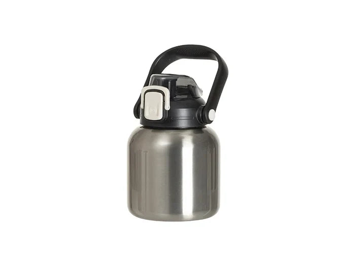 Sublimation Blanks 27oz/800ml Stainless Steel Travel Bottle w/ Black Portable Straw Lid & Handle (Silver)