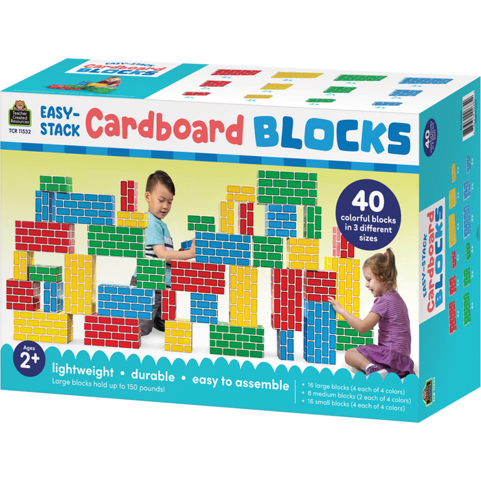 Teacher Created Resources Easy-Stack Cardboard Blocks, 40 Piece Set (TCR 11532)