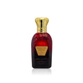 Thameen Al Oud luxury perfume bottle by Jamr Al Oud, red glass with gold crown cap