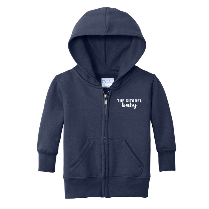 The Citadel Baby, Port & Co™ Infant Core Fleece Full-Zip Hooded Sweatshirt - Navy