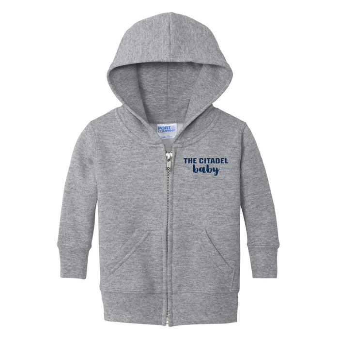 The Citadel Baby, Port & Co™ Infant Core Fleece Full-Zip Hooded Sweatshirt - Gray